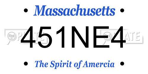 451NE4 Massachusetts License Plate