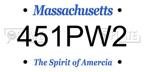 451PW2 Massachusetts License Plate