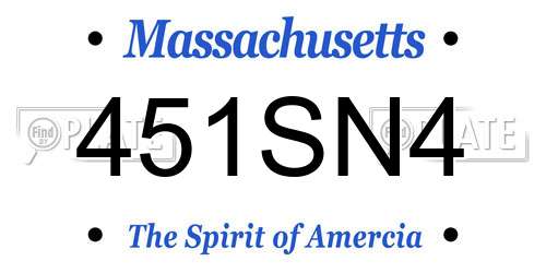 451SN4 Massachusetts License Plate