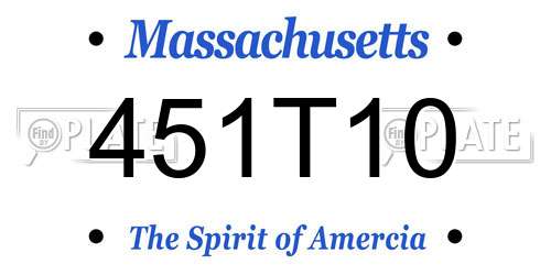 451T10 Massachusetts License Plate