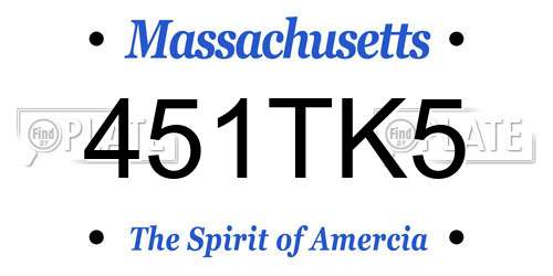 451TK5 Massachusetts License Plate