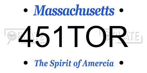 451TOR Massachusetts License Plate