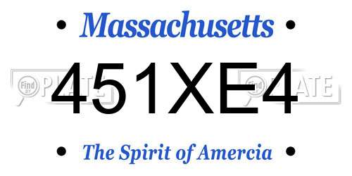 451XE4 Massachusetts License Plate