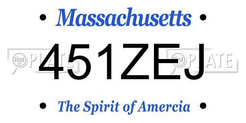 451ZEJ Massachusetts License Plate