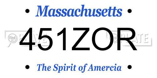 451ZOR Massachusetts License Plate