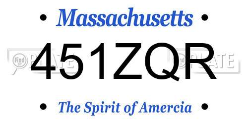 451ZQR Massachusetts License Plate