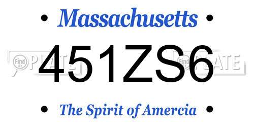 451ZS6 Massachusetts License Plate