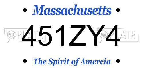 451ZY4 Massachusetts License Plate