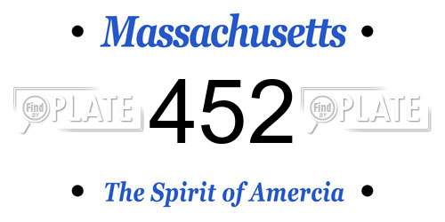 452 Massachusetts License Plate