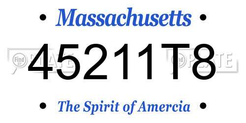45211T8 Massachusetts License Plate