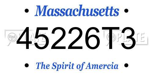 45226T3 Massachusetts License Plate