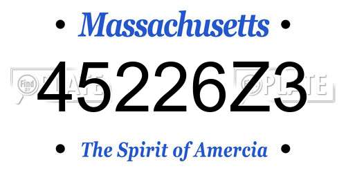 45226Z3 Massachusetts License Plate