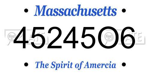 45245O6 Massachusetts License Plate