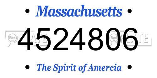 4524806 Massachusetts License Plate