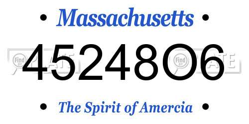 45248O6 Massachusetts License Plate
