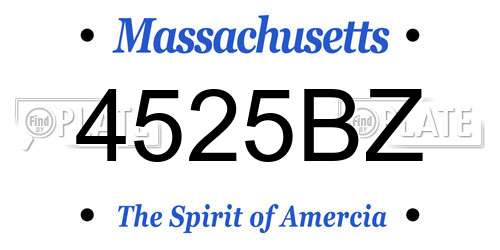 4525BZ Massachusetts License Plate