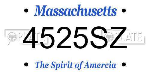 4525SZ Massachusetts License Plate