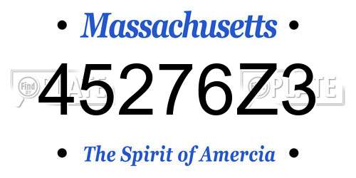 45276Z3 Massachusetts License Plate