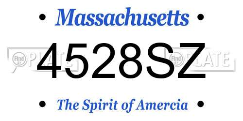 4528SZ Massachusetts License Plate