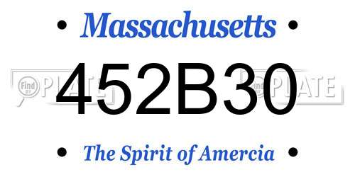 452B30 Massachusetts License Plate