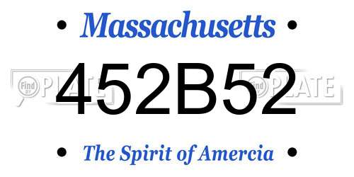 452B52 Massachusetts License Plate