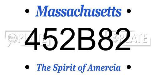 452B82 Massachusetts License Plate