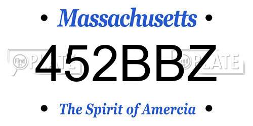 452BBZ Massachusetts License Plate