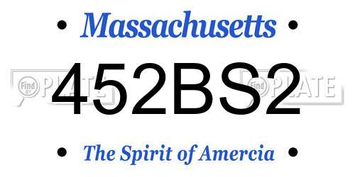 452BS2 Massachusetts License Plate
