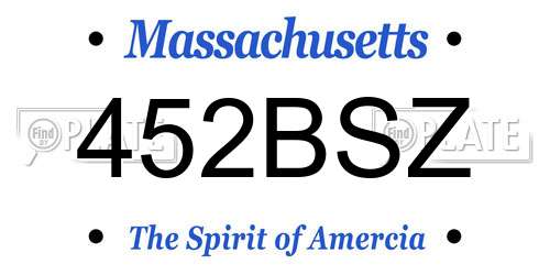 452BSZ Massachusetts License Plate