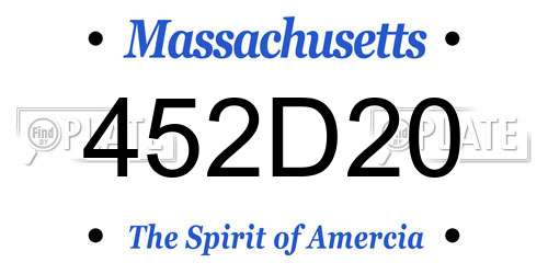 452D20 Massachusetts License Plate