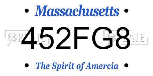 452FG8 Massachusetts License Plate