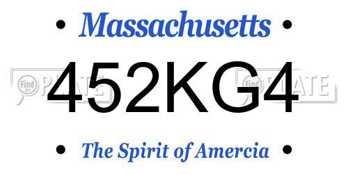 452KG4 Massachusetts License Plate