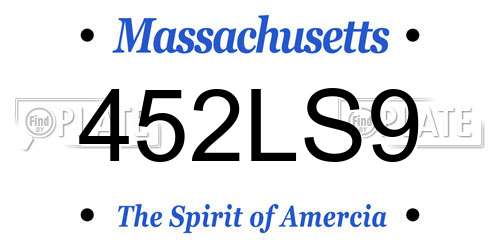 452LS9 Massachusetts License Plate