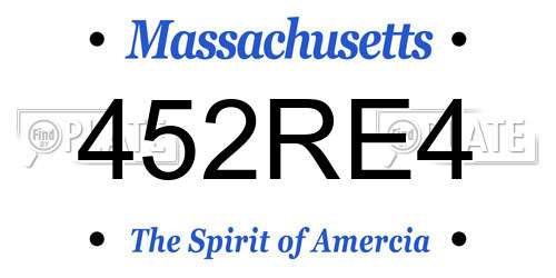 452RE4 Massachusetts License Plate