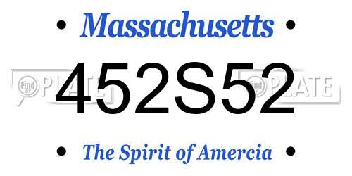 452S52 Massachusetts License Plate