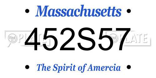 452S57 Massachusetts License Plate