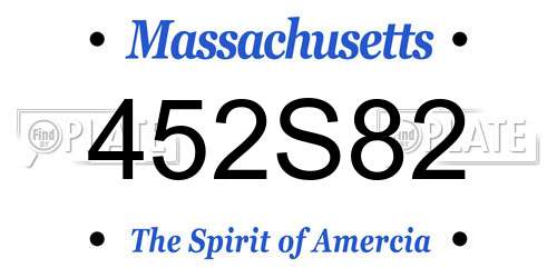 452S82 Massachusetts License Plate