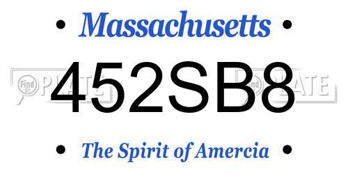 452SB8 Massachusetts License Plate