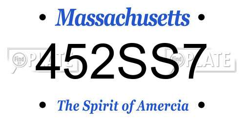 452SS7 Massachusetts License Plate