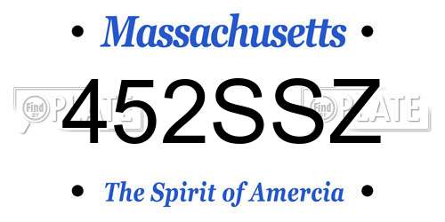 452SSZ Massachusetts License Plate