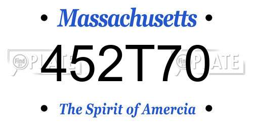 452T70 Massachusetts License Plate
