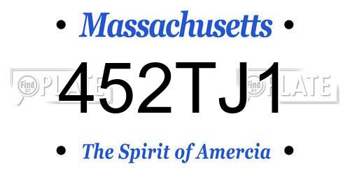 452TJ1 Massachusetts License Plate