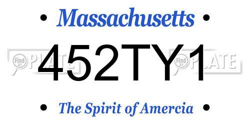 452TY1 Massachusetts License Plate