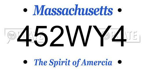 452WY4 Massachusetts License Plate