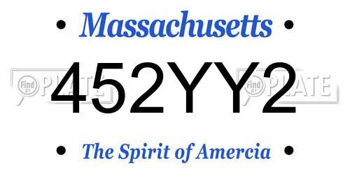 452YY2 Massachusetts License Plate