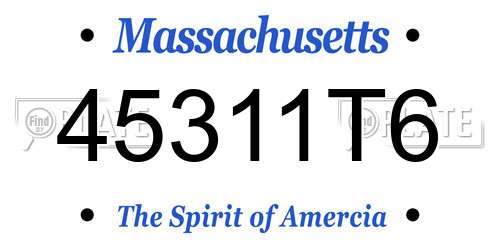 45311T6 Massachusetts License Plate