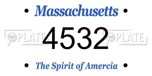 4532 Massachusetts License Plate
