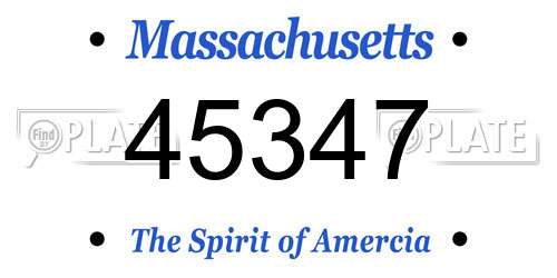 45347 Massachusetts License Plate
