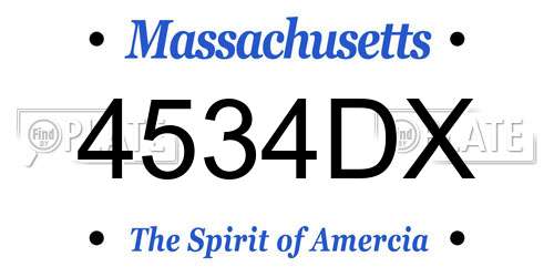 4534DX Massachusetts License Plate