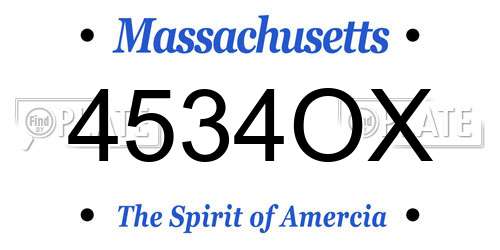 4534OX Massachusetts License Plate
